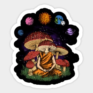 Magic mushroom meditating yoga buddha Sticker